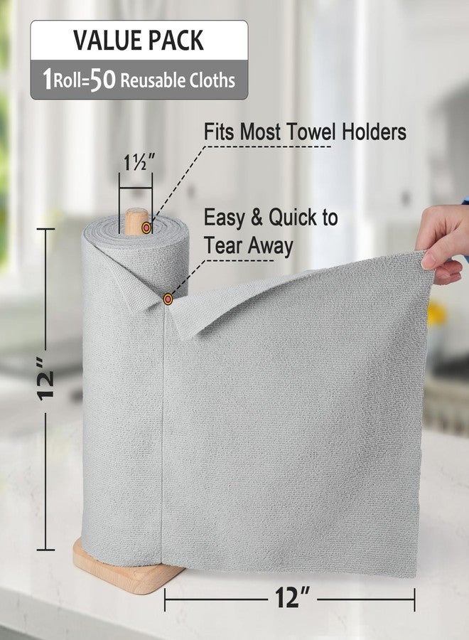 UPSTAR Microfiber Cleaning Cloth, Reusable Paper Towels Rolls, Cleaning Rags for Cleaning Kitchen, Bathroom, Car, 12x12 inch, 50 Packs/Roll, Grey - Image 3